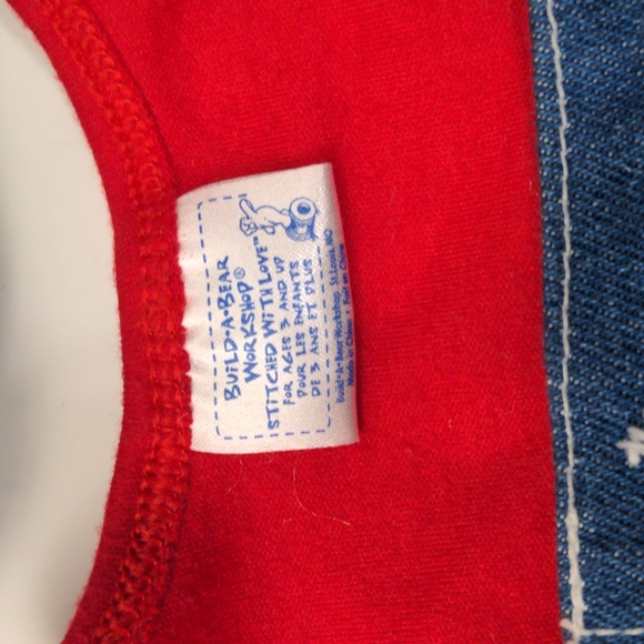 Build-A-Bear Red Top Denim Skirt Black Shoes - Picture 12 of 12